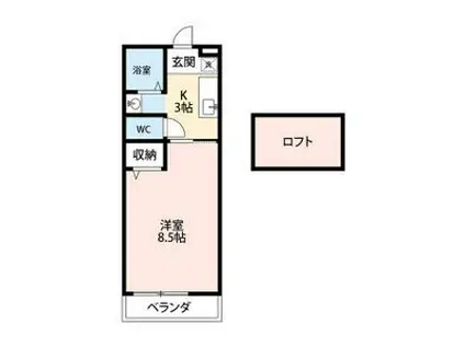 ウイング(1K/1階)の間取り写真