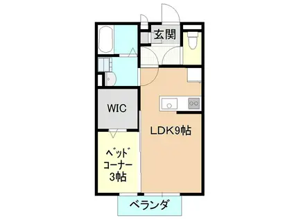 フレンドリーコート松ヶ丘(1LDK/1階)の間取り写真