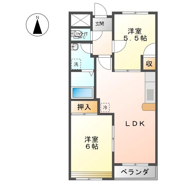 メゾン21篠井原A棟(2LDK/1階)の間取り写真