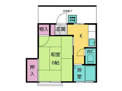薫ハイツ(1K/2階)の間取り写真