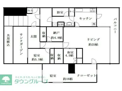 大倉山ヒルタウン4号館(3LDK/1階)の間取り写真