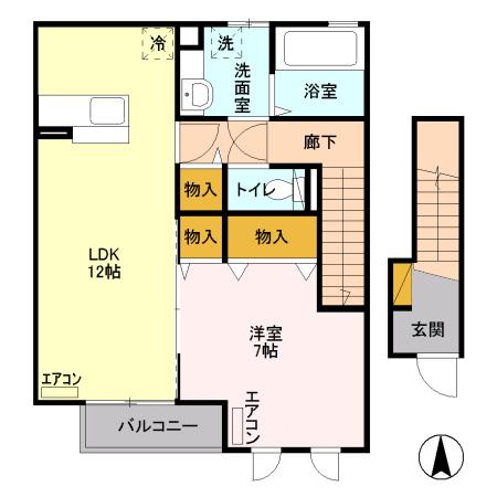 ソルトーレ エルマーナ(2LDK/2階)の間取り写真