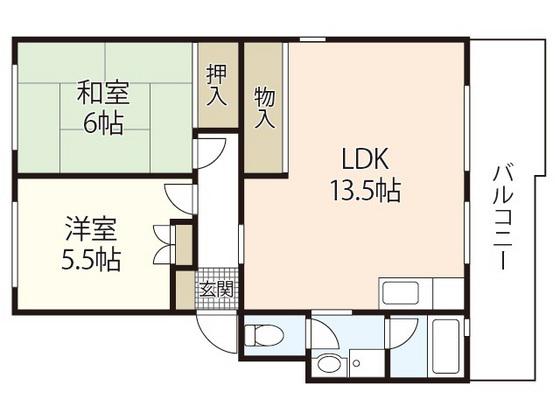 マルヒロハイツ(2LDK/4階)の間取り写真