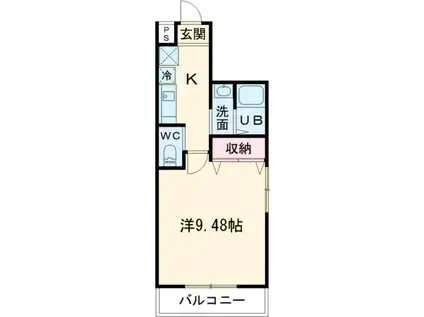 フラッティ谷口園町(1K/3階)の間取り写真