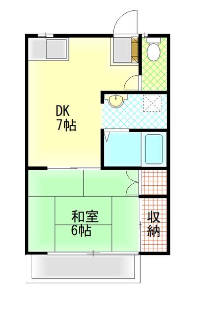 コーポ桂(1DK/2階)の間取り写真