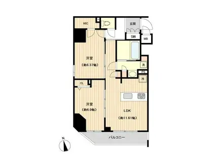 オーキッドレジデンス上野(2LDK/6階)の間取り写真