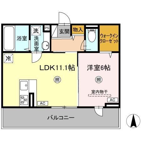 ハイムセラ出水(1LDK/3階)の間取り写真