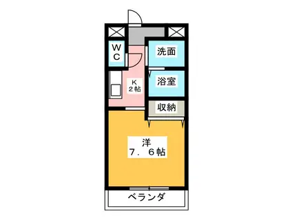 リバティー(1K/2階)の間取り写真