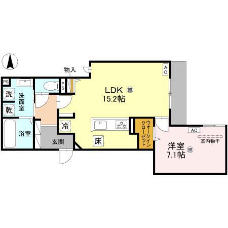 スペチアーレ平野西(1LDK/2階)の間取り写真