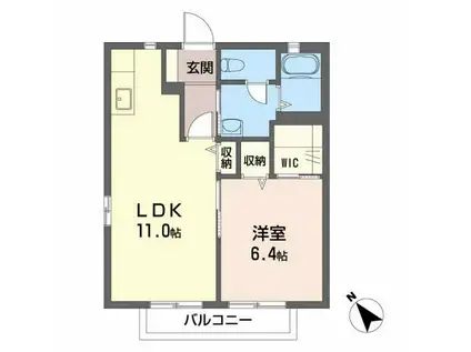 ラルジュ・ハーモニーII(1LDK/2階)の間取り写真