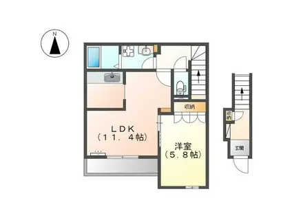 エトワール桜(1LDK/2階)の間取り写真