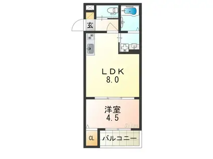 CRASTINE大蓮北4丁目A(1LDK/2階)の間取り写真