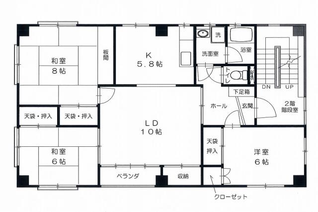 原田ビル(3LDK/3階)の間取り写真