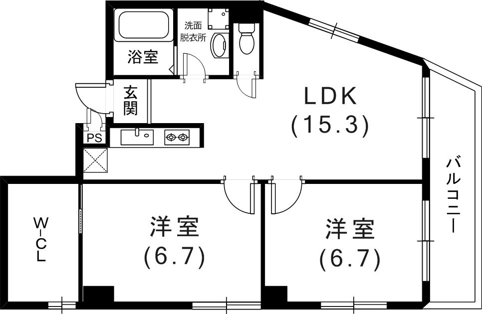 RECIA ROKKO(2LDK/8階)の間取り写真