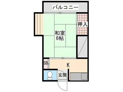 鳥海荘(1K/2階)の間取り写真