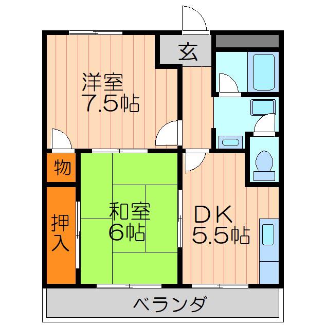 大西マンション(2DK/1階)の間取り写真