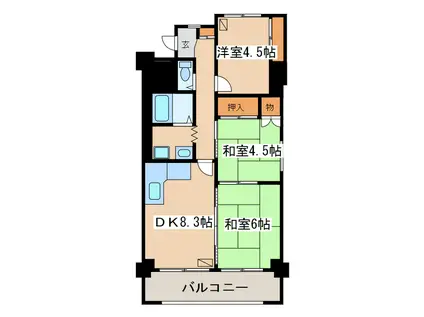 大栄マンション鶴ヶ岱(3DK/3階)の間取り写真