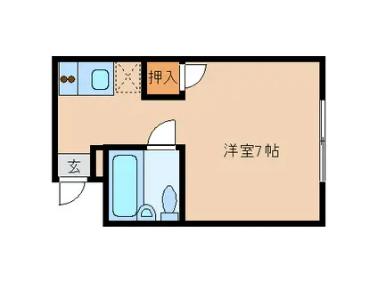 萩崎ハイツ(ワンルーム/2階)の間取り写真