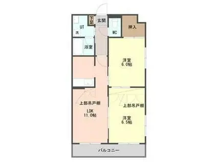 ガーネットハイツ南郷(2LDK/3階)の間取り写真