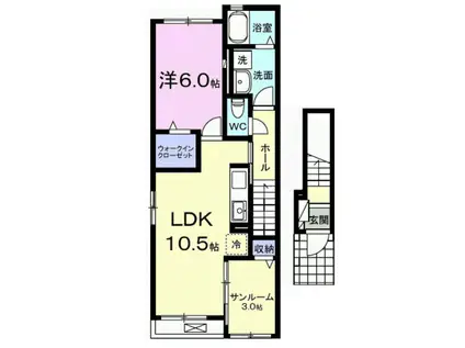 ウィステリアガーデン(1LDK/2階)の間取り写真