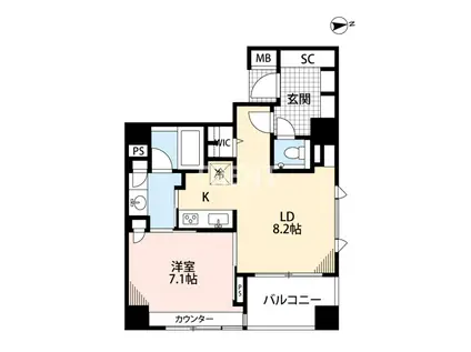 アクシア広尾(1LDK/10階)の間取り写真