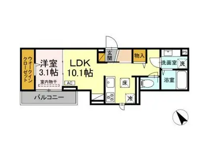 D-ROOM南花園(1LDK/1階)の間取り写真