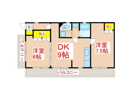 アーベインタカオ(2DK/2階)の間取り写真