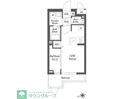 ブランシエスタ用賀(1LDK/2階)の間取り写真