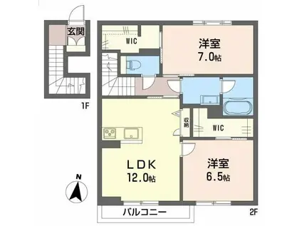 トレスセドロ新保(2LDK/2階)の間取り写真