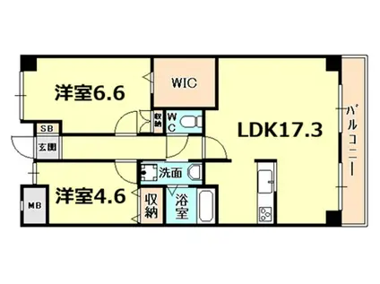 サンラトール甲陽園(2LDK/2階)の間取り写真
