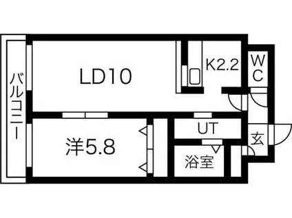 サンコート北7条 弐番館(1LDK/1階)の間取り写真