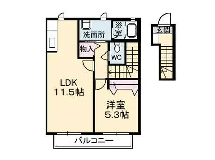 メゾン ド ショコラ(1LDK/2階)の間取り写真