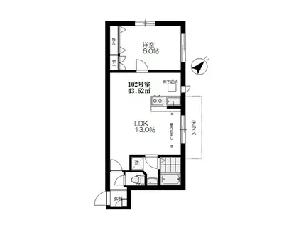 URBAN FLATS(1LDK/1階)の間取り写真
