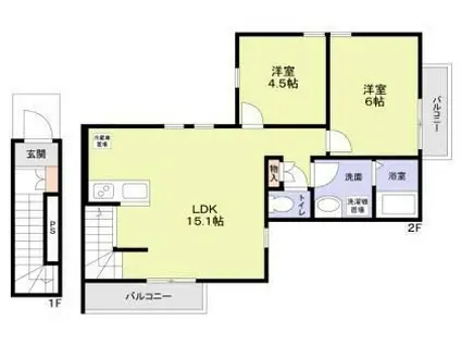 CAMINO鷺沼(2LDK/1階)の間取り写真