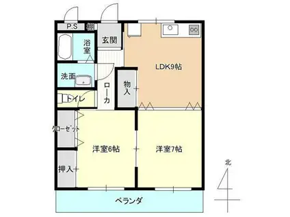 トミオビルII(2LDK/3階)の間取り写真