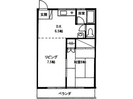 コーポ若葉(1LDK/2階)の間取り写真