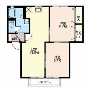 アヴァンセI(2LDK/1階)の間取り写真