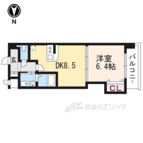 LUXE中書島(1LDK/2階)の間取り写真