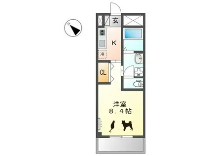 モンノール(1K/3階)の間取り写真