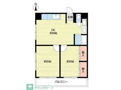 ベルフォーレ(2DK/1階)の間取り写真