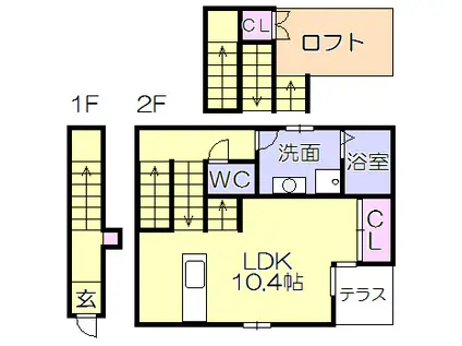 PALETTE(1LDK/2階)の間取り写真