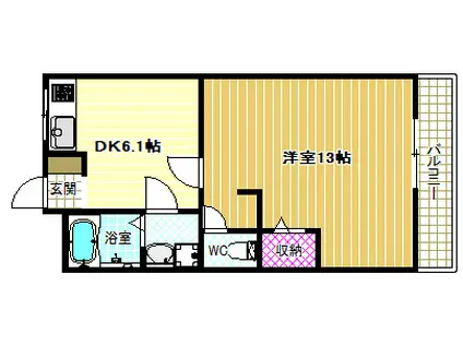 家の森ハイツ(1DK/2階)の間取り写真