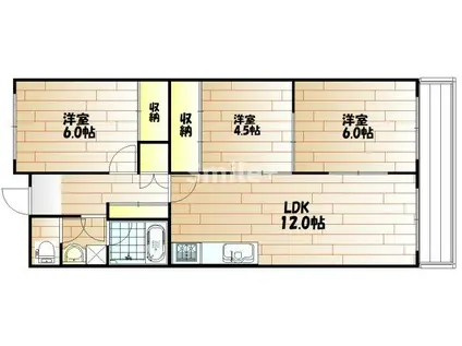 メゾン操山(3LDK/7階)の間取り写真