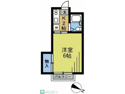 ハイツ柳沢(1K/2階)の間取り写真