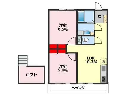 LIKE北柏(2LDK/2階)の間取り写真