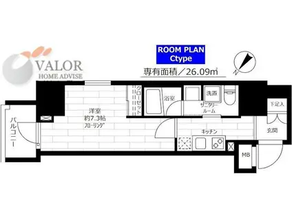 グランドコンシェルジュ蒲田(1K/12階)の間取り写真