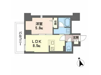 サザンクレストなんば南(1LDK/3階)の間取り写真