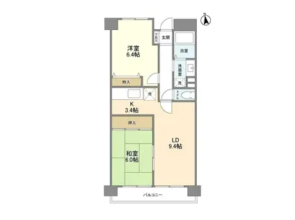 コンフォートパレス(2LDK/2階)の間取り写真