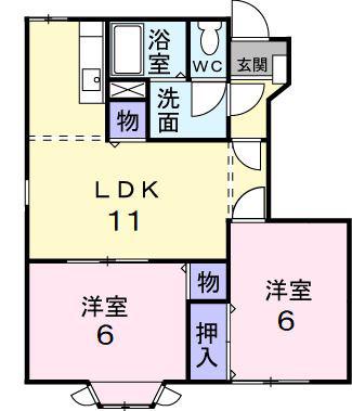 メイプルハウス I(2LDK/1階)の間取り写真