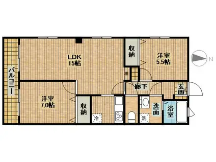 グランシャトー(2LDK/6階)の間取り写真